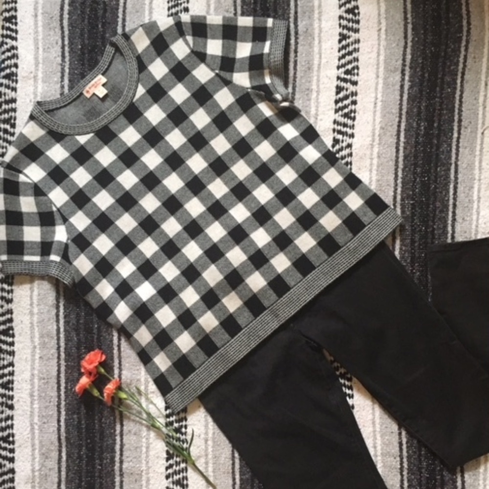 Brooks Brothers Plaid Short Sleeve Sweater